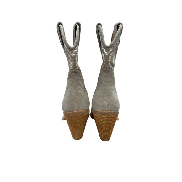 Jeffrey Campbell Taupe Suede Western Cowboy Boots Embroidered Design Sz 7.5 EUC - Picture 5 of 8